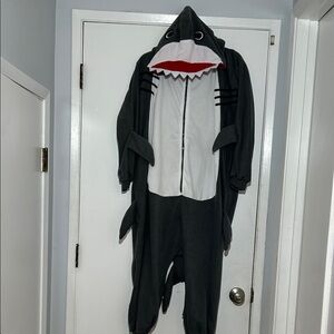 Daddy Shark Onesie Costume Cosplay Adult in Gray and White Size M Pockets